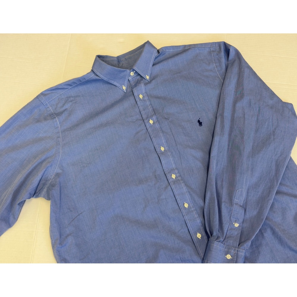 Ralph Lauren Long Sleeve Button Down Shirt Blue Cotton Preppy‎ Business Academia